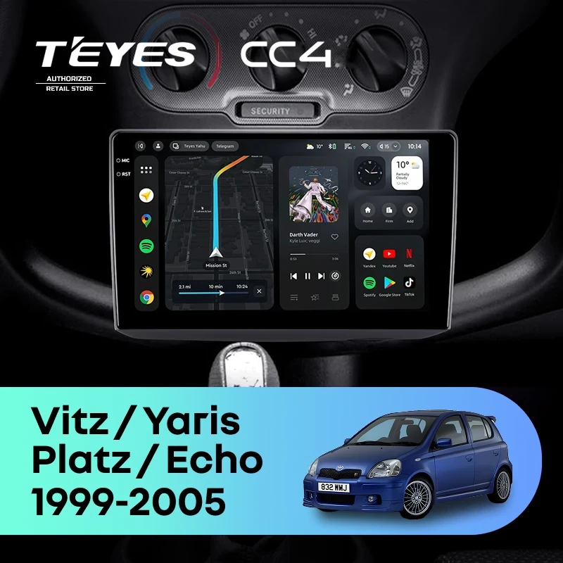 Штатная магнитола Teyes CC4 8/128 Toyota Yaris (1999-2005) F1