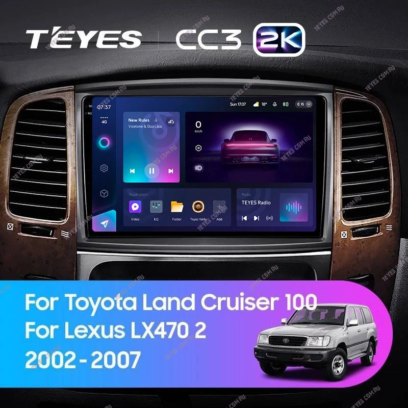 Штатная магнитола Teyes CC3 2K 4/32 Toyota Land Cruiser LC 100 (2002-2007) Тип-C