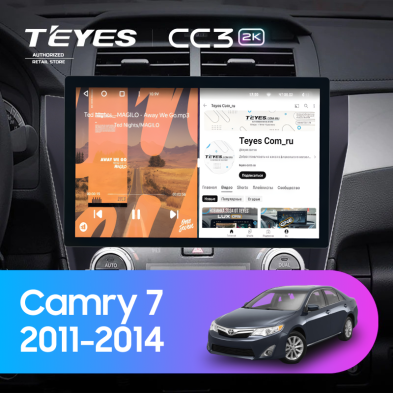 Штатная магнитола Teyes CC3 2K 360 6/128 Toyota Camry 7 XV 50 55 (2011-2014) (черная) F2 (13")