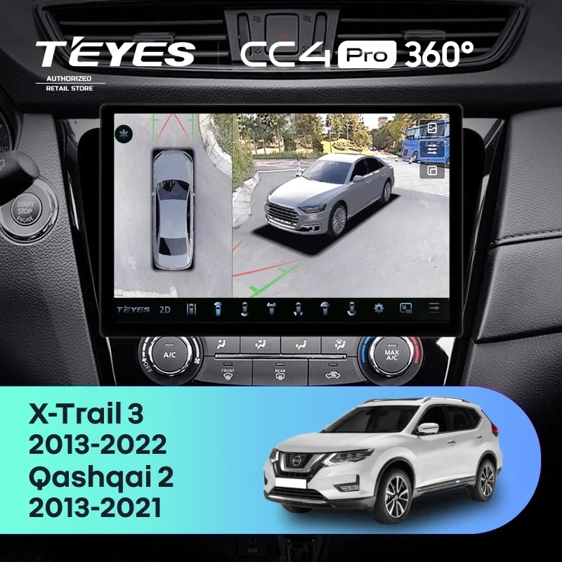 Штатная магнитола Teyes CC4 Pro 360 8/128 Nissan Qashqai 2 (2013-2021) F2 Тип-C (11")