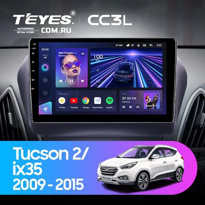 Штатная магнитола Teyes CC3L 4/32 Hyundai ix35 (2009-2015) (Tucson 2) Тип-C (10")