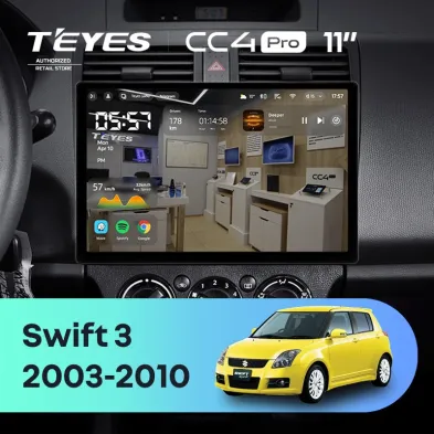 Штатная магнитола Teyes CC4 Pro 8/128 Suzuki Swift 3 (2003-2010) (11")