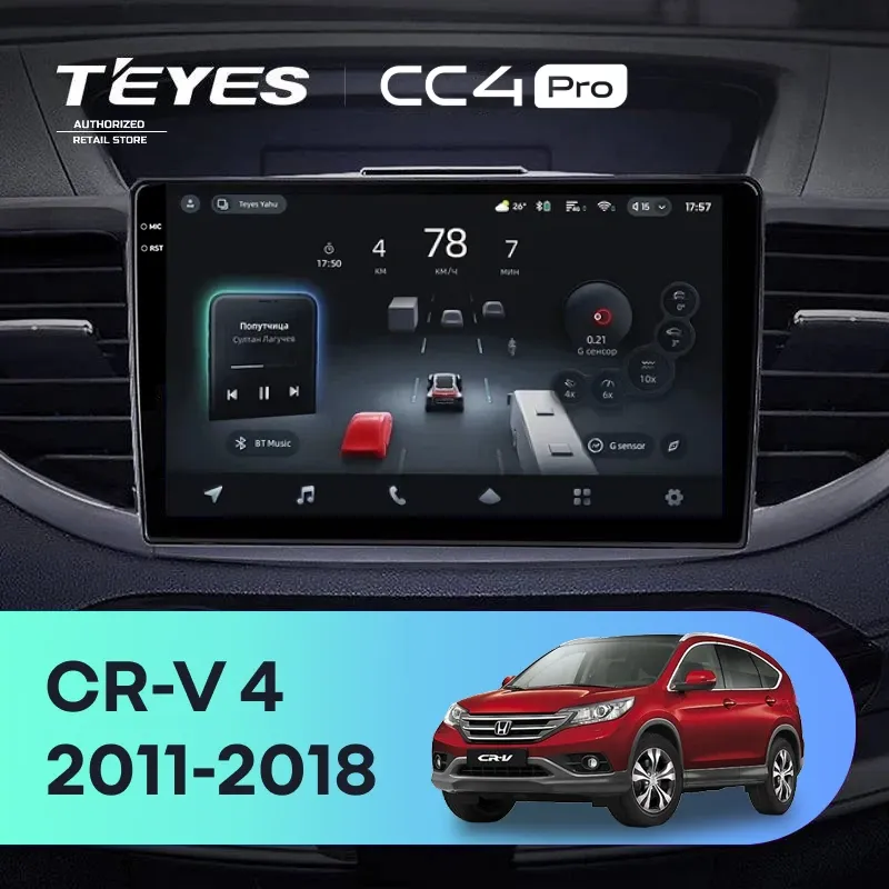 Штатная магнитола Teyes CC4 Pro 8/128 Honda CR-V 4 RM RE (2011-2018) Тип-C