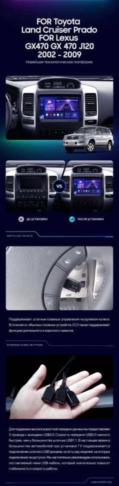 Штатная магнитола Teyes CC3 2K 4/32 Toyota Land Cruiser Prado 120 (2002-2009) F2