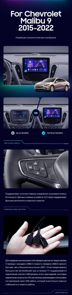 Штатная магнитола Teyes CC3 4/32 Chevrolet Malibu 9 (2015-2023) F1