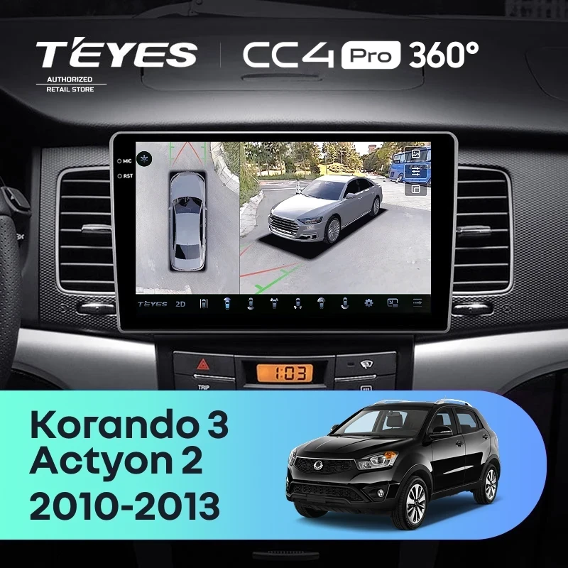 Штатная магнитола Teyes CC4 Pro 360 12/256 SsangYong Korando 3 (2010-2013)