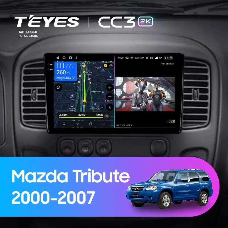 Штатная магнитола Teyes CC3 2K 4/64 Mazda Tribute (2000-2007)