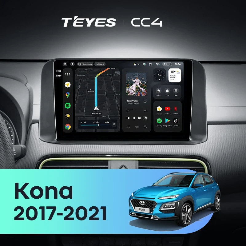 Штатная магнитола Teyes CC4 8/128 Hyundai Kona (2017-2021)