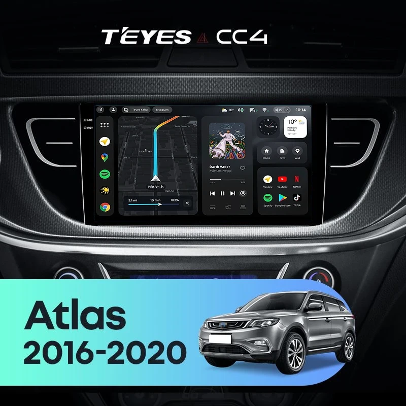 Штатная магнитола Teyes CC4 8/128 Geely Atlas NL-3 (2016-2020)