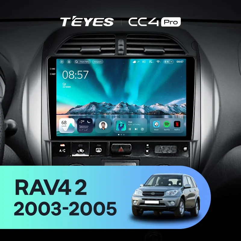 Штатная магнитола Teyes CC4 Pro 8/128 Toyota RAV4 2 CA20 CA20W XA20 (2003-2005) F4