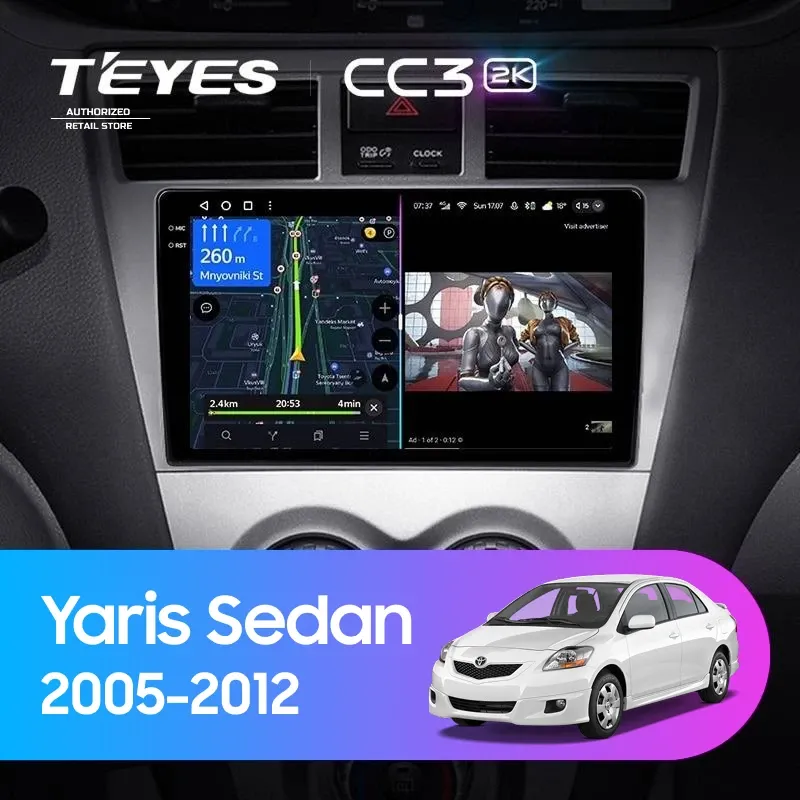 Штатная магнитола Teyes CC3 2K 4/32 Toyota Yaris Sedan (2005-2012)