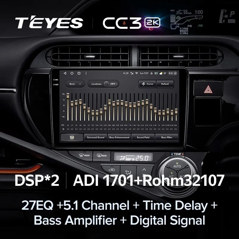 Штатная магнитола Teyes CC3 2K 6/128 Toyota Aqua (2011-2017) Правый руль