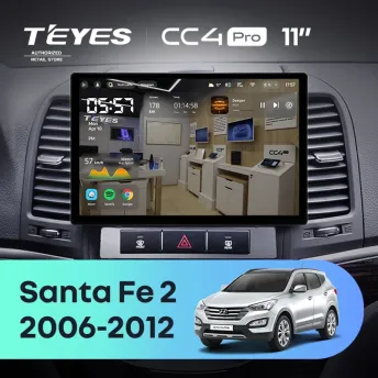Штатная магнитола Teyes CC4 Pro 8/128 Hyundai Santa Fe 2 (2006-2012) (11")