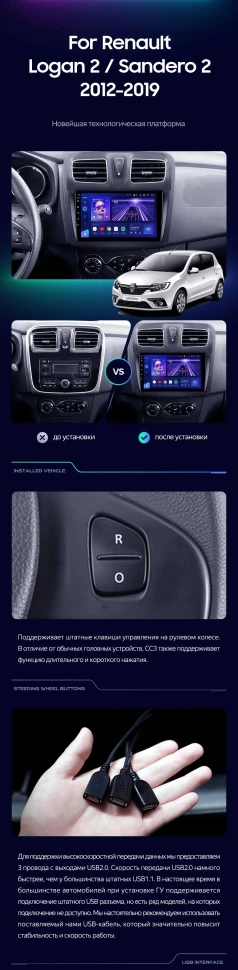 Штатная магнитола Teyes CC3 4/32 Renault Sandero 2 (2013-2022) F1