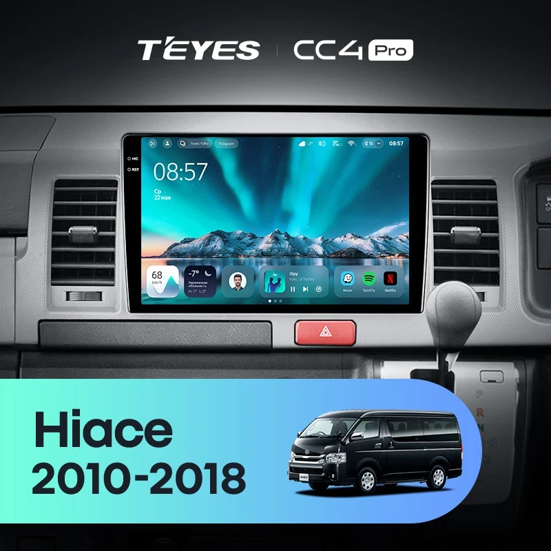 Штатная магнитола Teyes CC4 Pro 12/256 Toyota Hiace H200 (2010-2018) Правый руль
