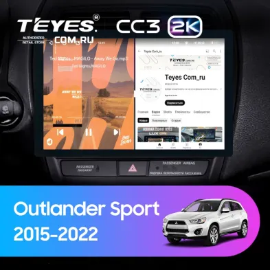 Штатная магнитола Teyes CC3 2K 6/128 Mitsubishi Outlander Sport (2015-2022) Тип-A (13")