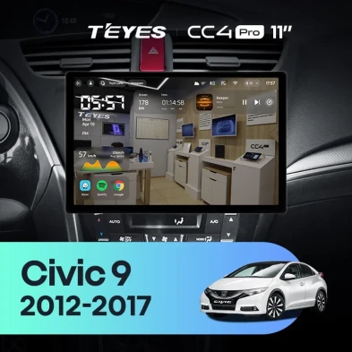 Штатная магнитола Teyes CC4 Pro 8/128 Honda Civic 9 FK FB (2012-2017) (11")