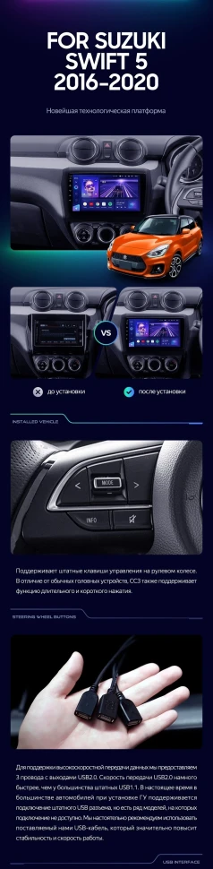 Штатная магнитола Teyes CC3 2K 6/128 Suzuki Swift 5 (2016-2020)