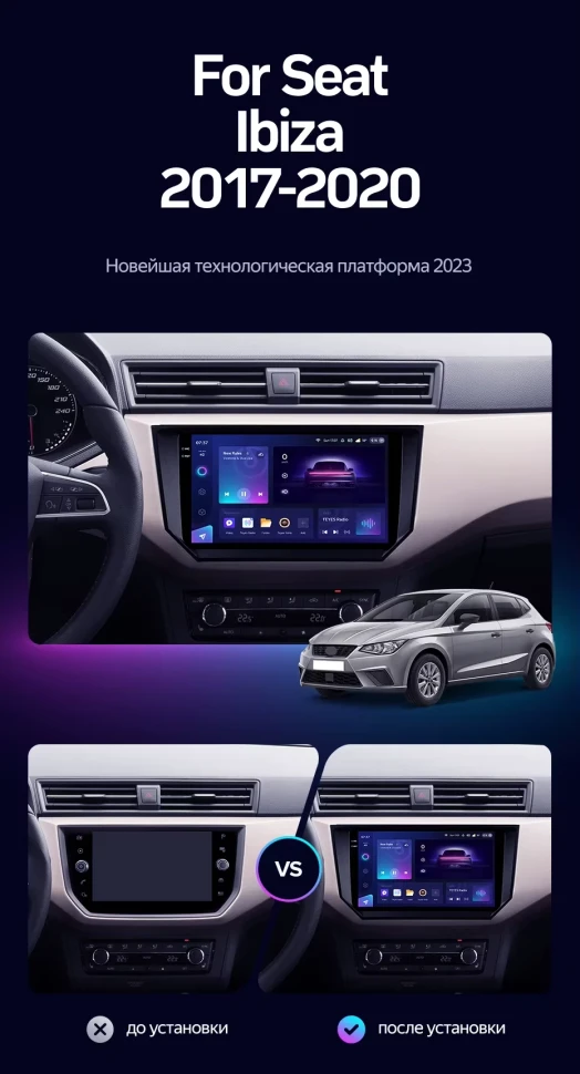 Штатная магнитола Teyes CC3 2K 360 6/128 Seat Ibiza (2017-2020)