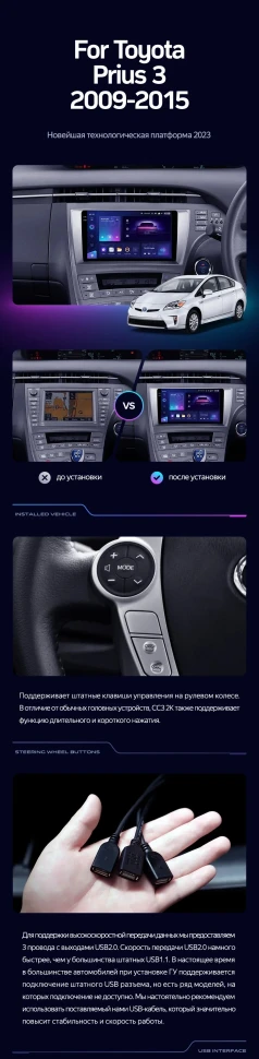 Переходная рамка Toyota Prius 3 XW30 (2009-2015) F1 Правый руль (9")