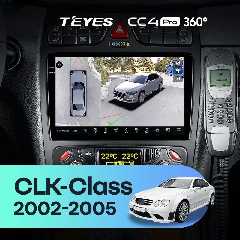 Штатная магнитола Teyes CC4 Pro 360 12/256 Mercedes-Benz CLK-Class C209 A209 (2002-2005) F2