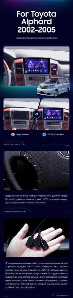Штатная магнитола Teyes CC3 2K 6/128 Toyota Alphard 1 H10 (2002-2005) F1