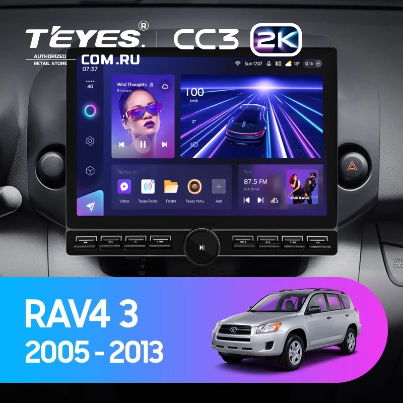 Штатная магнитола Teyes CC3 2K 6/128 Toyota RAV4 3 XA30 (2005-2013) F2 (13" с кнопками)