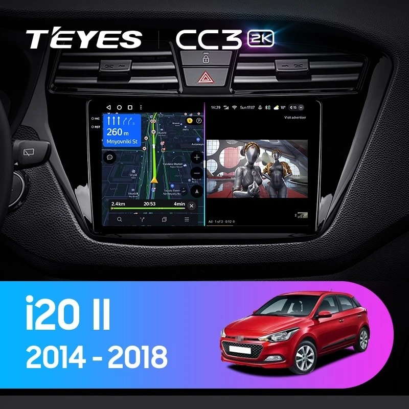Штатная магнитола Teyes CC3 2K 6/128 Hyundai i20 2 GB (2014-2018)
