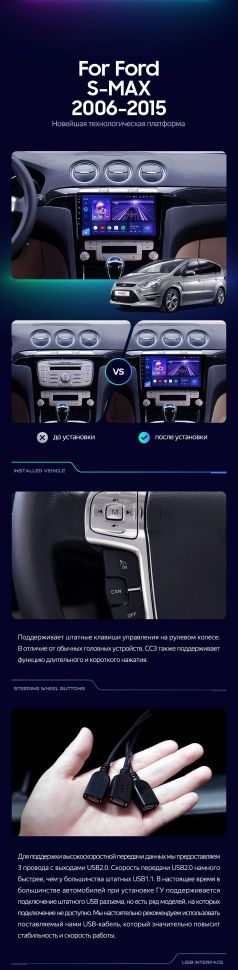 Штатная магнитола Teyes CC3 2K 4/32 Ford S-MAX 1 (2006-2015) F1