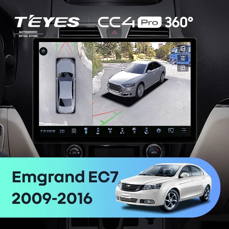 Штатная магнитола Teyes CC4 Pro 360 8/128 Geely Emgrand EC7 1 (2009-2016) (13")