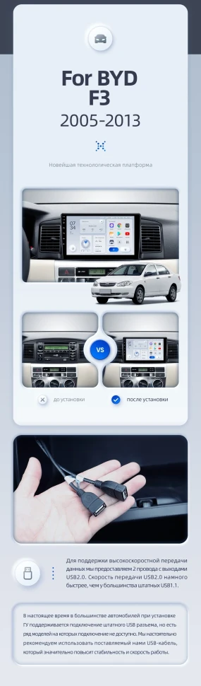 Штатная магнитола Teyes X1 4G 2/32 BYD F3 (2005-2013)