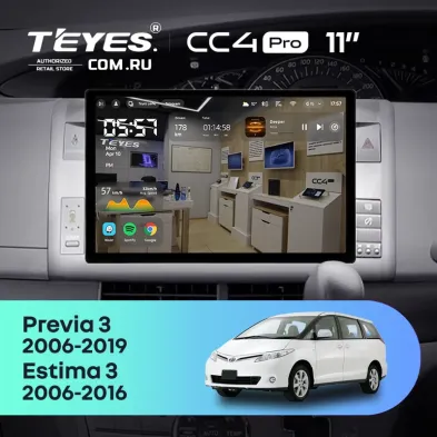 Штатная магнитола Teyes CC4 Pro 12/256 Toyota Previa XR50 3 (2006-2019) Правый руль (11")