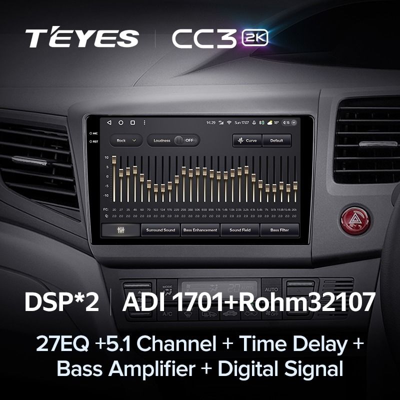 Штатная магнитола Teyes CC3 2K 4/32 Honda Civic 9 FB FK FD (2011-2015) Правый руль