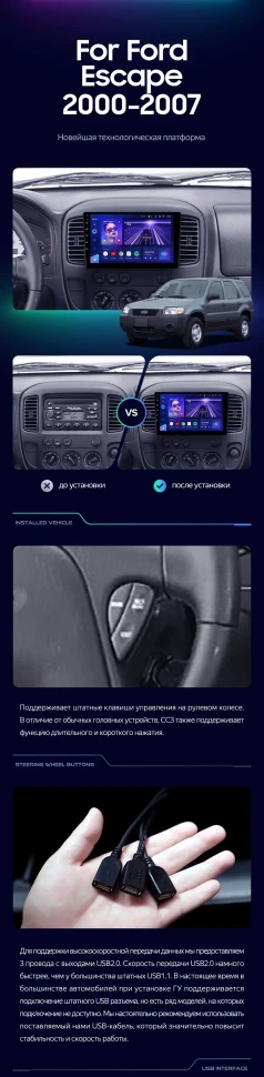 Штатная магнитола Teyes CC3 4/32 Ford Escape (2000-2007)