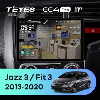 Штатная магнитола Teyes CC4 Pro 8/128 Honda Fit 3 GP GK (2013-2020) Тип-A Правый руль (11")