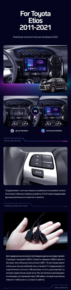 Штатная магнитола Teyes CC3 2K 6/128 Toyota Etios (2011-2021)