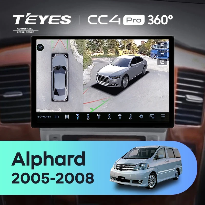 Штатная магнитола Teyes CC4 Pro 360 12/256 Toyota Alphard 1 H10 (2005-2008) F2 (11")