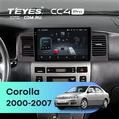 Штатная магнитола Teyes CC4 Pro 12/256 Toyota Corolla 120 (2000-2007) (коричневая) F1