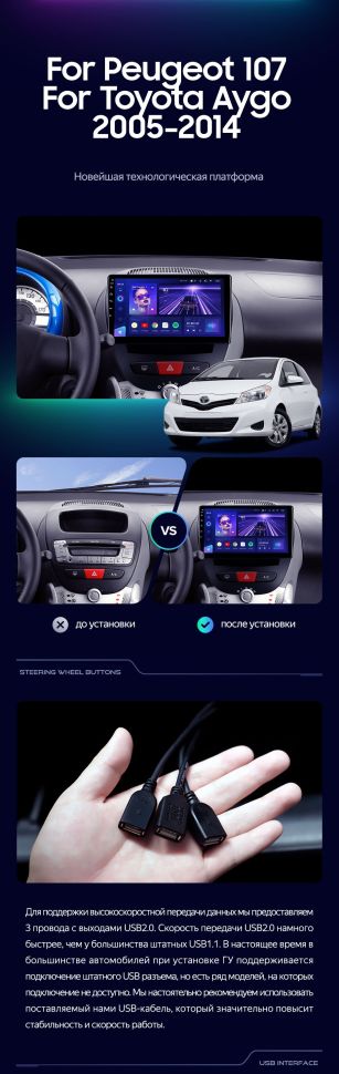 Штатная магнитола Teyes CC3 2K 4/64 Toyota Aygo (2005-2014)