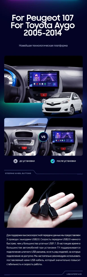 Штатная магнитола Teyes CC3 2K 4/32 Toyota Aygo (2005-2014)
