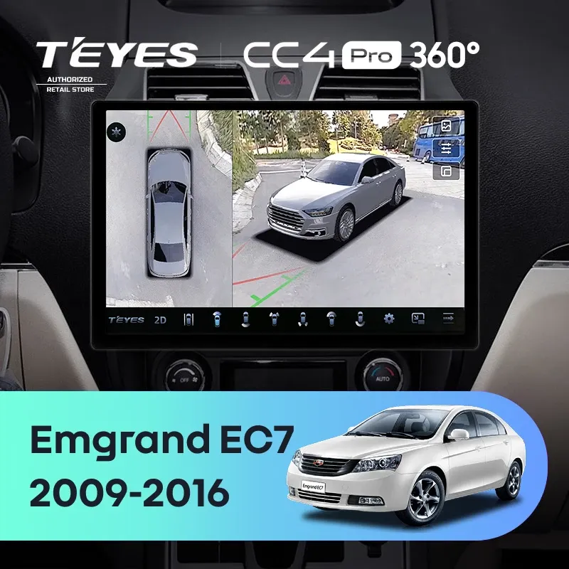 Штатная магнитола Teyes CC4 Pro 360 8/128 Geely Emgrand EC7 1 (2009-2016) (11")