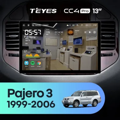 Штатная магнитола Teyes CC4 Pro 12/256 Mitsubishi Pajero 3 V70 V60 (1999-2006) (13")