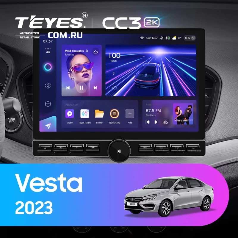 Штатная магнитола Teyes CC3 2K 6/128 Lada Vesta 2023+ F2 Тип-B (13" с кнопками)