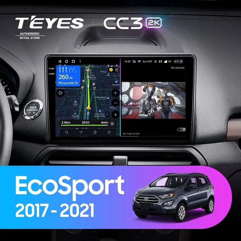 Штатная магнитола Teyes CC3 2K 360 6/128 Ford EcoSport (2017-2021)