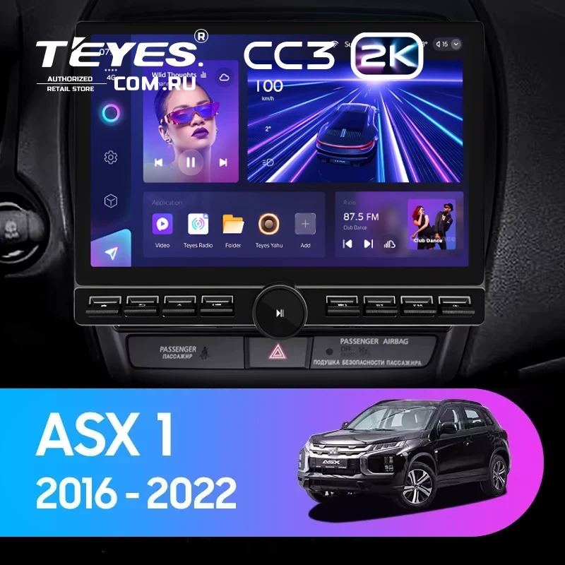 Штатная магнитола Teyes CC3 2K 6/128 Mitsubishi ASX (2016-2022) Тип-A (13" с кнопками)