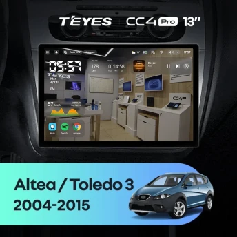 Штатная магнитола Teyes CC4 Pro 8/128 Seat Altea (2004-2015) (13")