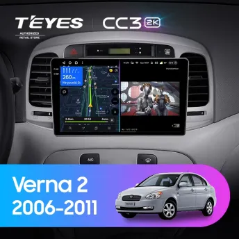 Штатная магнитола Teyes CC3 2K 6/128 Hyundai Verna 2 (2006-2011)