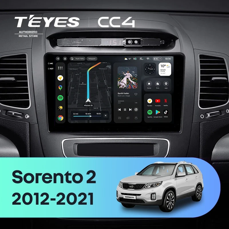 Штатная магнитола Teyes CC4 8/128 Kia Sorento 2 II XM (2012-2021) F2