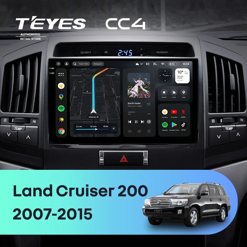 Штатная магнитола Teyes CC4 6/64 Toyota Land Cruiser 200 (2007-2015) F1