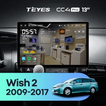 Штатная магнитола Teyes CC4 Pro 12/256 Toyota Wish 2 XE20 (2009-2017) (13")